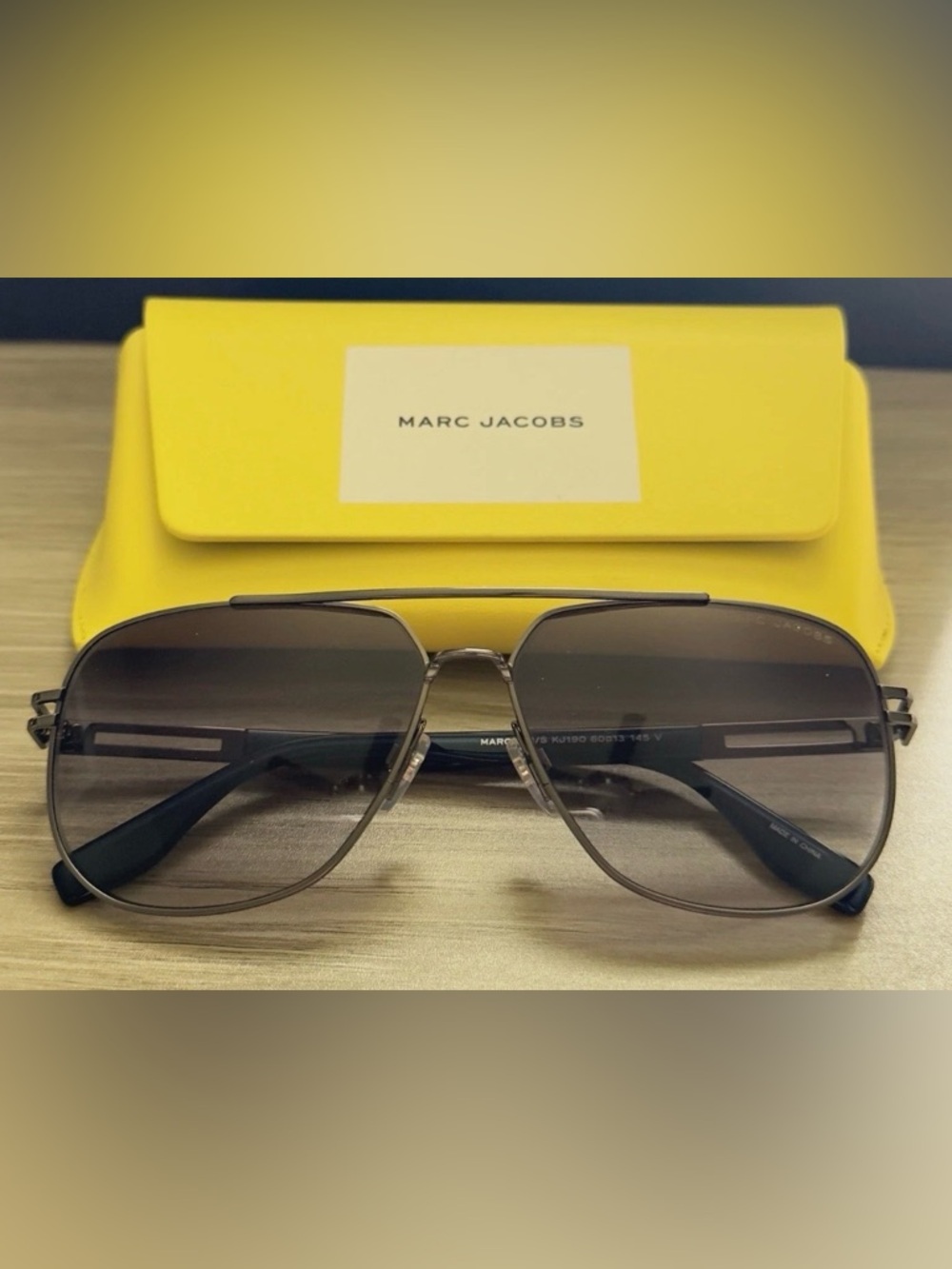 Marc Jacobs Brown Gradient Aviator Sunglasses with Yellow Case